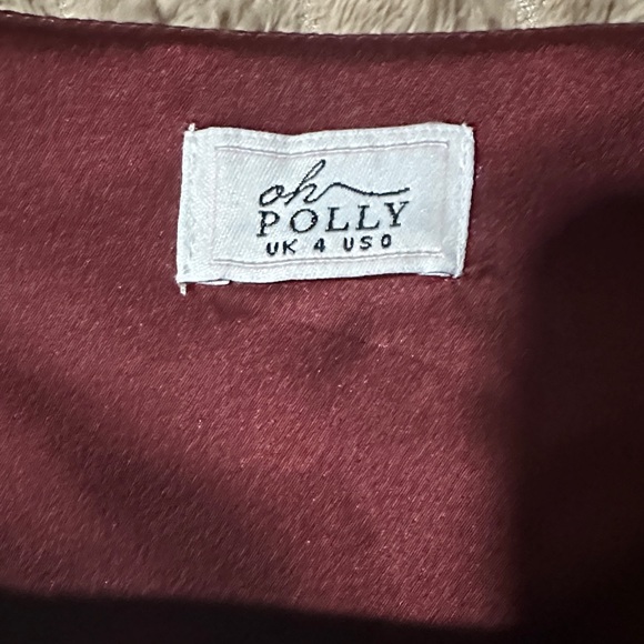 Oh Polly Burgundy Mini Skirt with Cream Bow - Picture 4 of 4